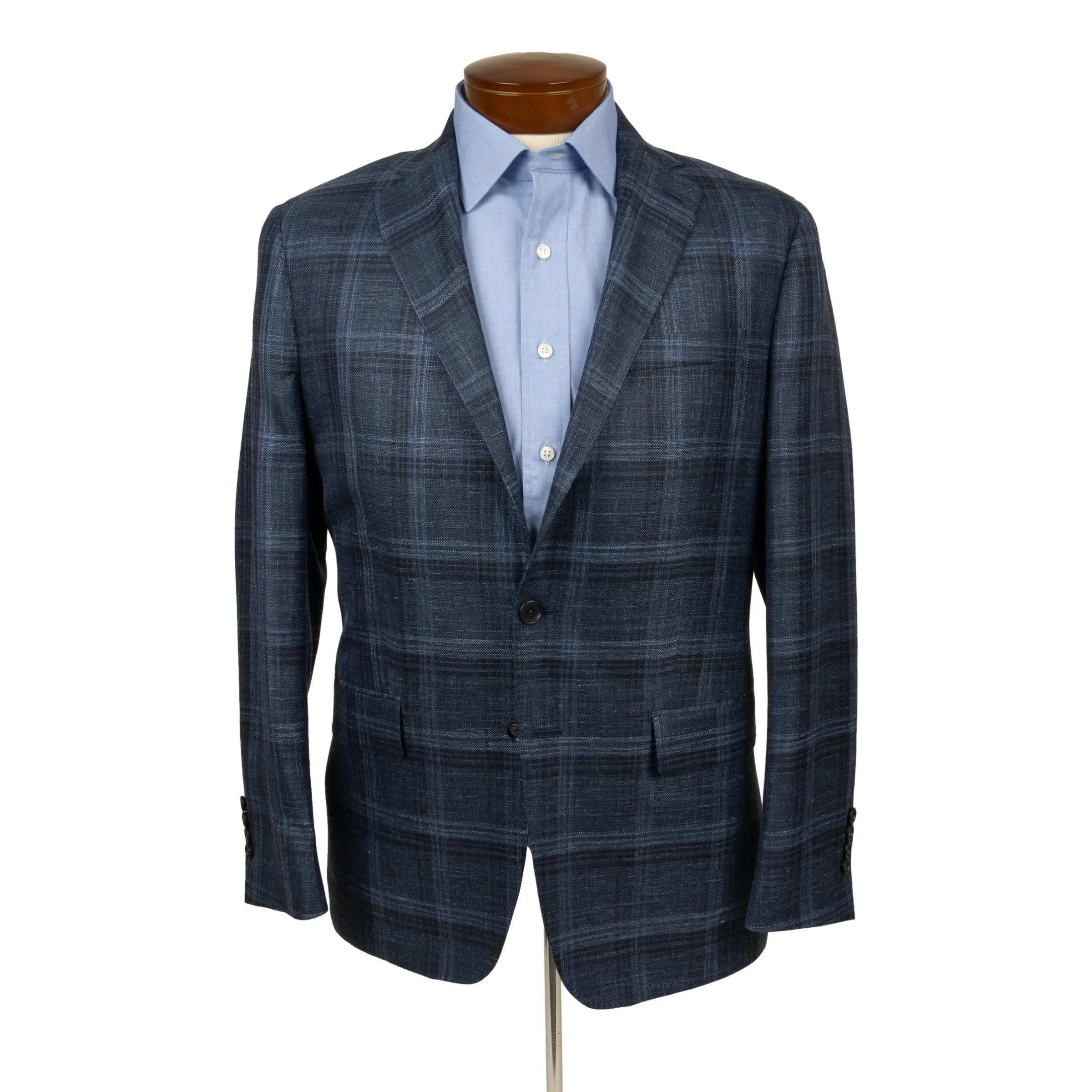 Navy Plaid Wool, Silk, and Linen Sport Coat sold by The Andover Shop