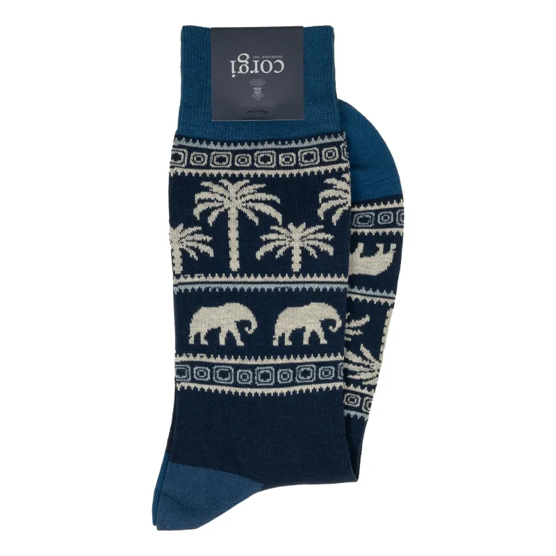 Elephants and Palm Trees Mid-Calf Dress Sock sold by The Andover Shop