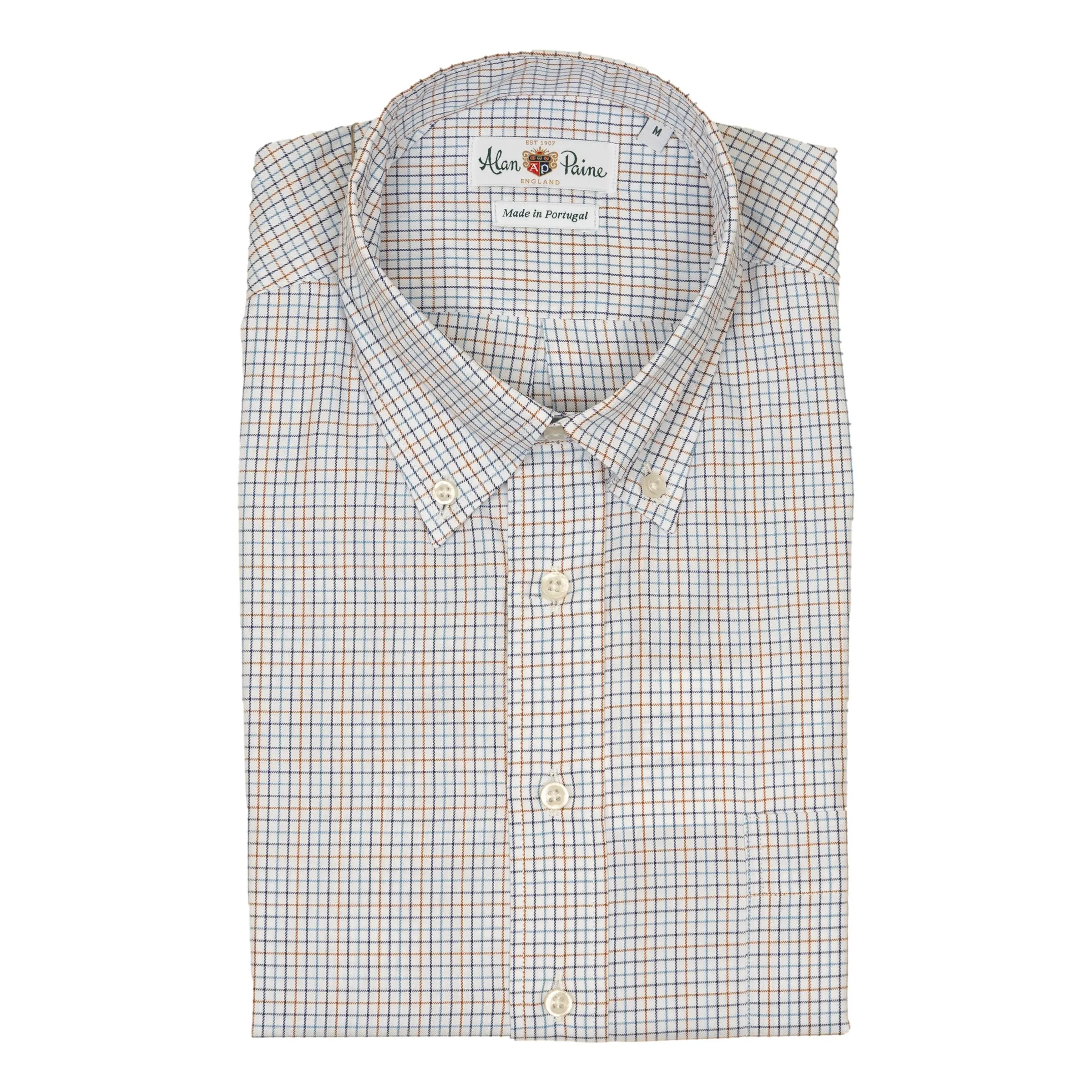 Navy, Indigo, and British Tan Graph Check Button Down Sport Shirt sold by The Andover Shop