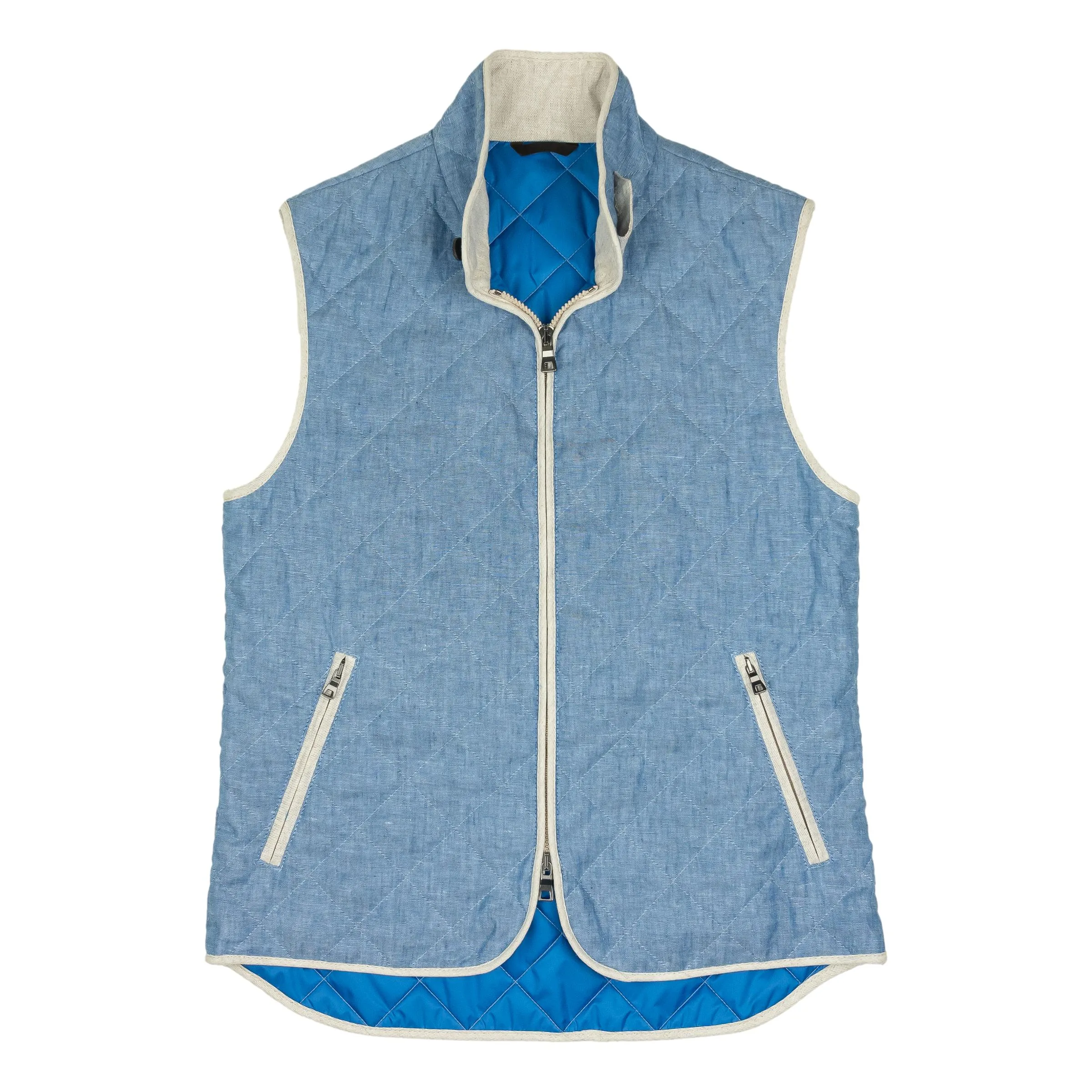 Sky Blue Linen Waterville Vest sold by The Andover Shop