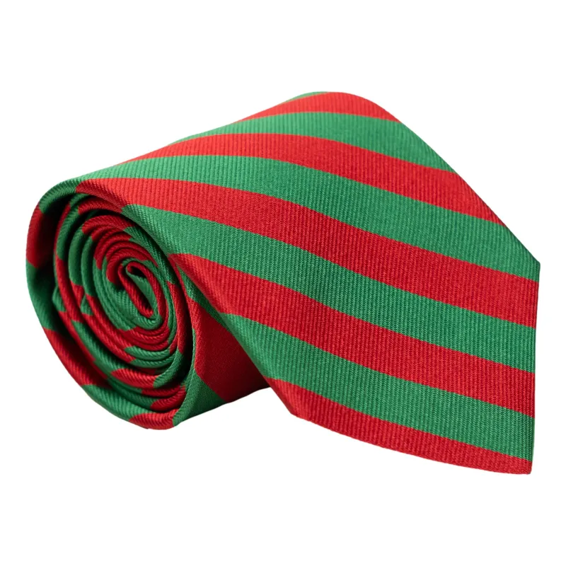 Red and Green Christmas Stripe Tie sold by The Andover Shop