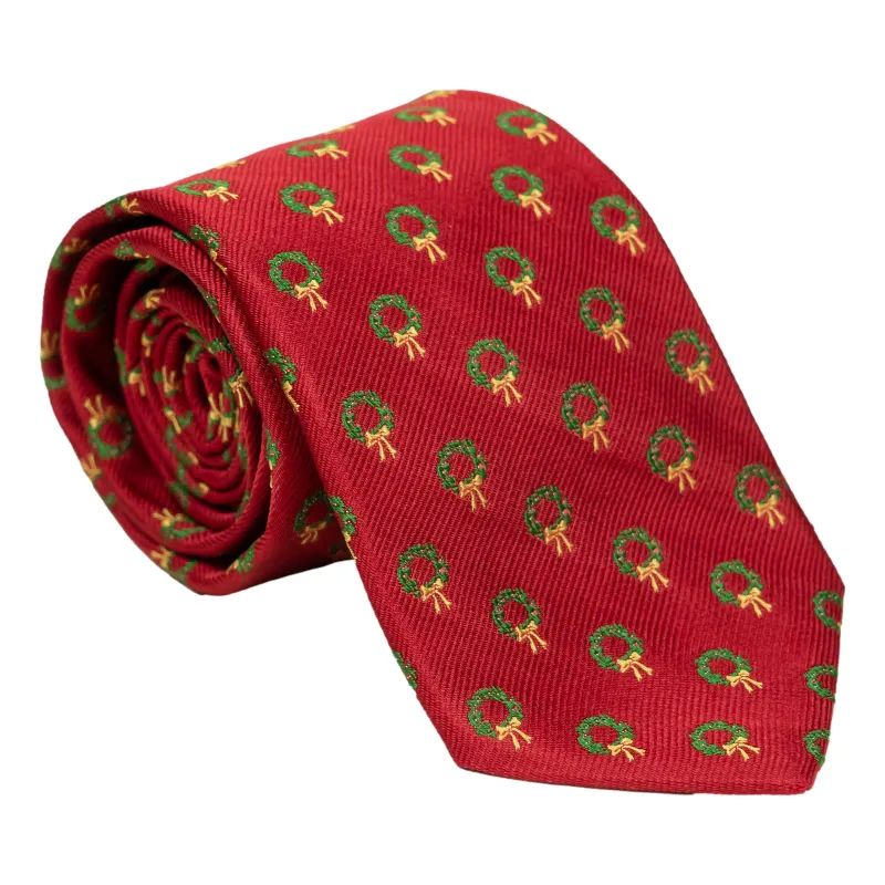 Red Christmas Wreath Tie sold by The Andover Shop