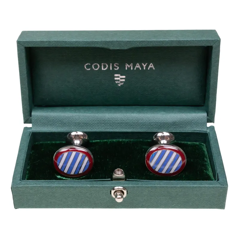 Cameo Stripe Cufflinks sold by The Andover Shop