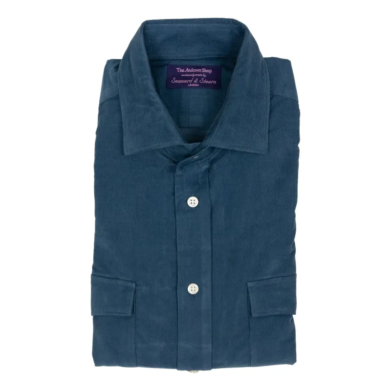 Slate Blue Fine Corduroy Spread Collar Sport Shirt sold by The Andover Shop