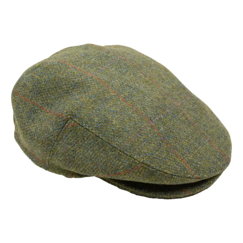 Lovat with Orange and Plum Windowpane Wool Cap sold by The Andover Shop