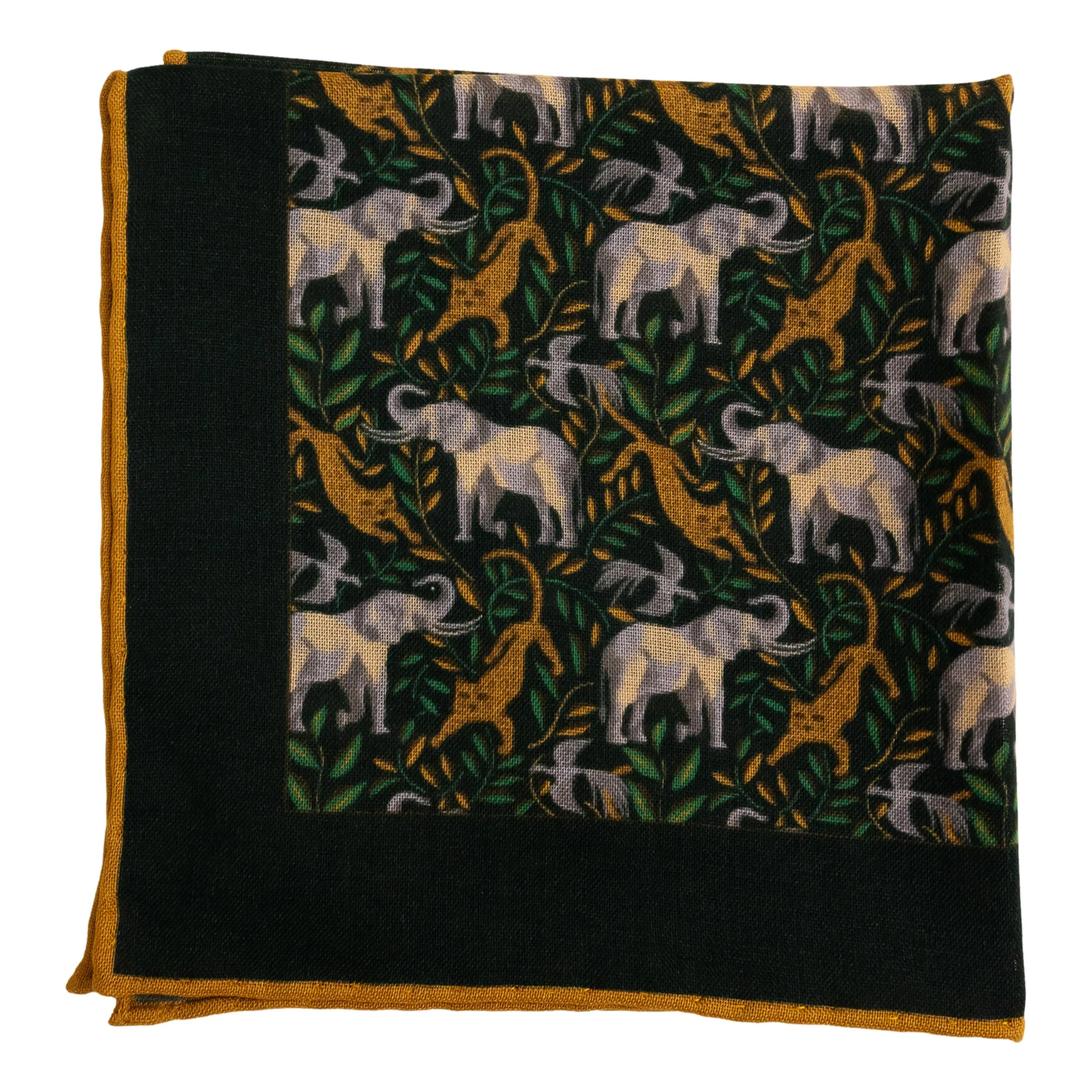 Elephant and Cheetah Wool and Silk Pocket Square sold by The Andover Shop