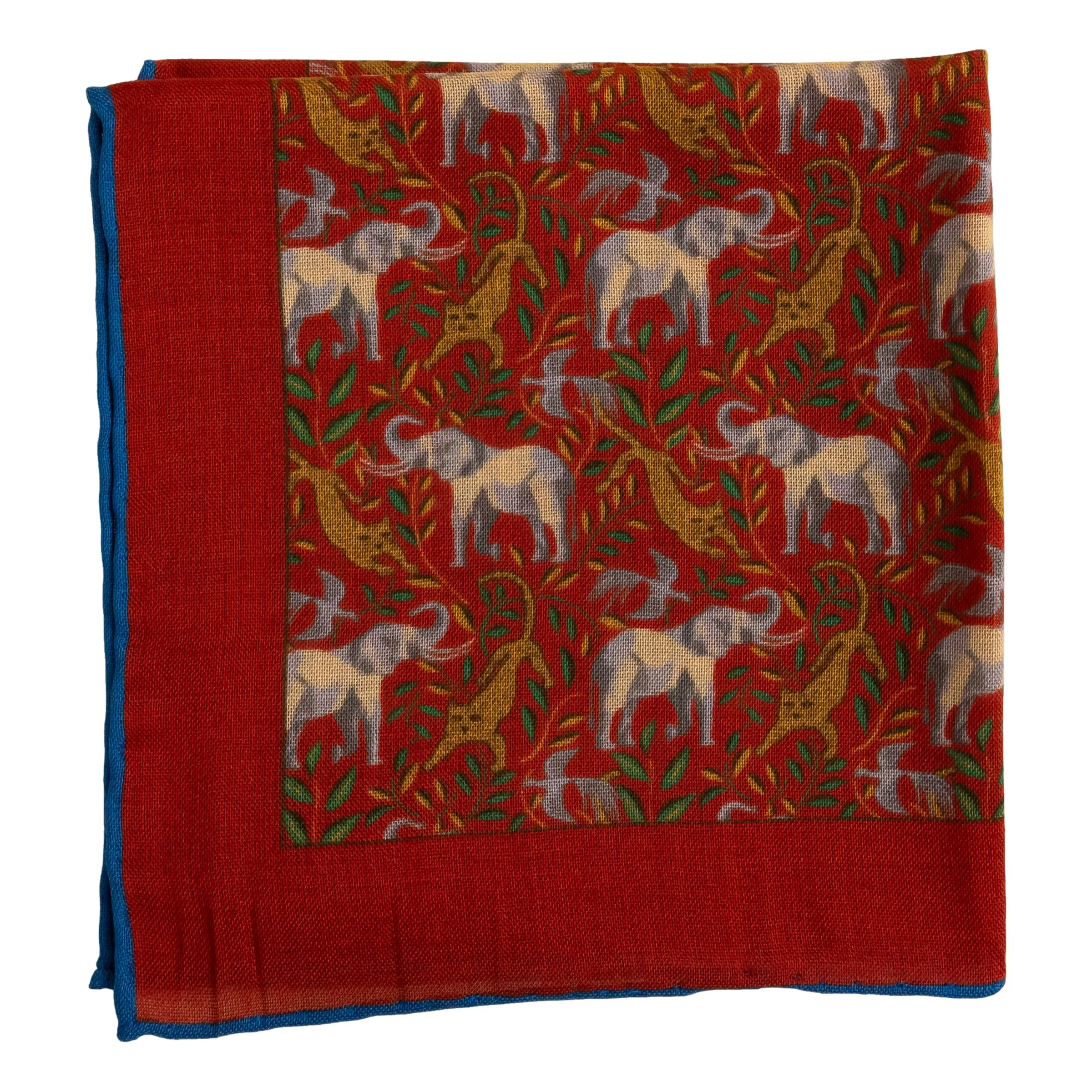 Elephant and Cheetah Wool and Silk Pocket Square sold by The Andover Shop product image thumbnail 2