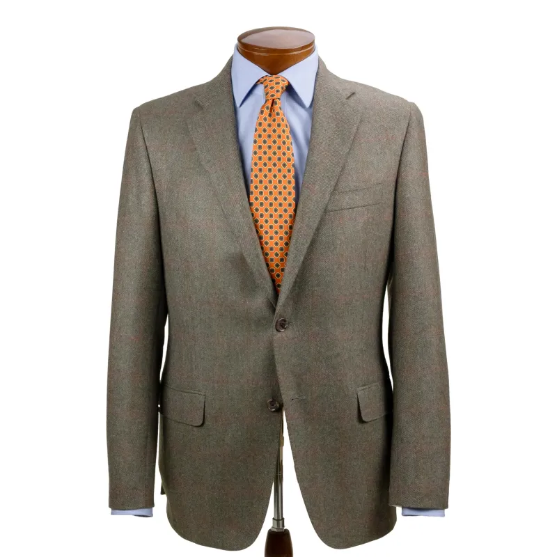 Light Red and Orange Double Windowpane Cashmere Sport Coat sold by The Andover Shop