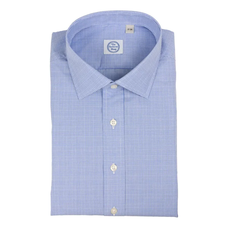 Blue Prince of Wales Spread Collar Dress Shirt sold by The Andover Shop