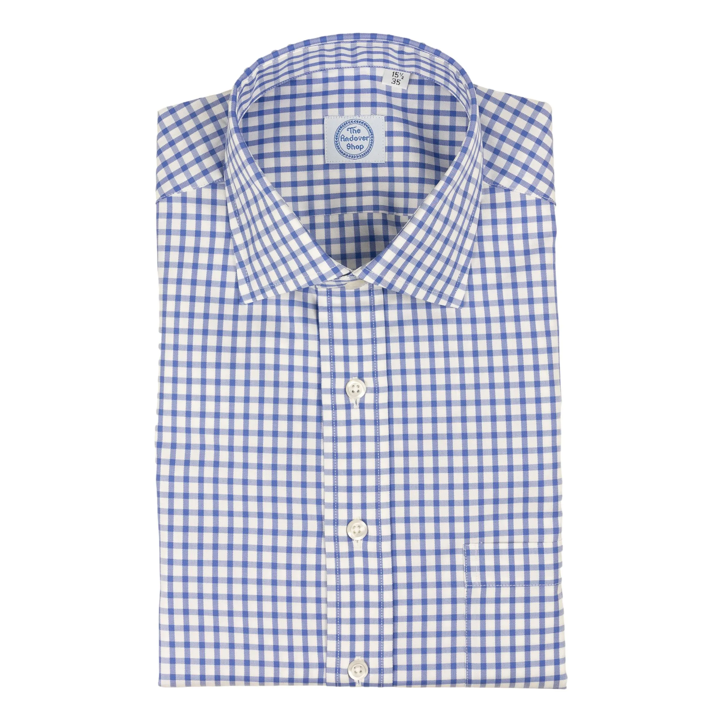 Blue Gingham Check Spread Collar Dress Shirt sold by The Andover Shop