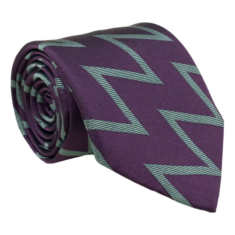 Purple and Verdigris Jagged Stripe Tie sold by The Andover Shop