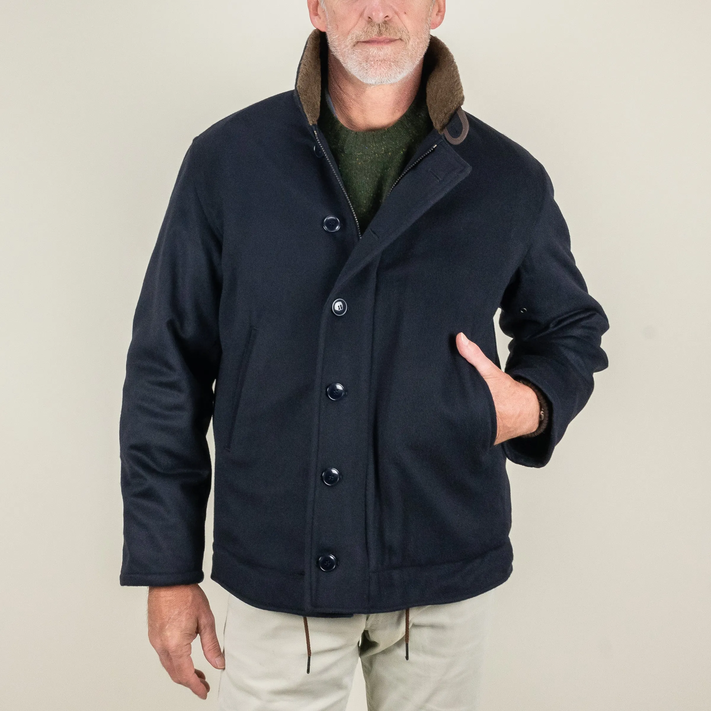 Chrysalis Navy Loden Wool Deck Jacket sold by The Andover Shop
