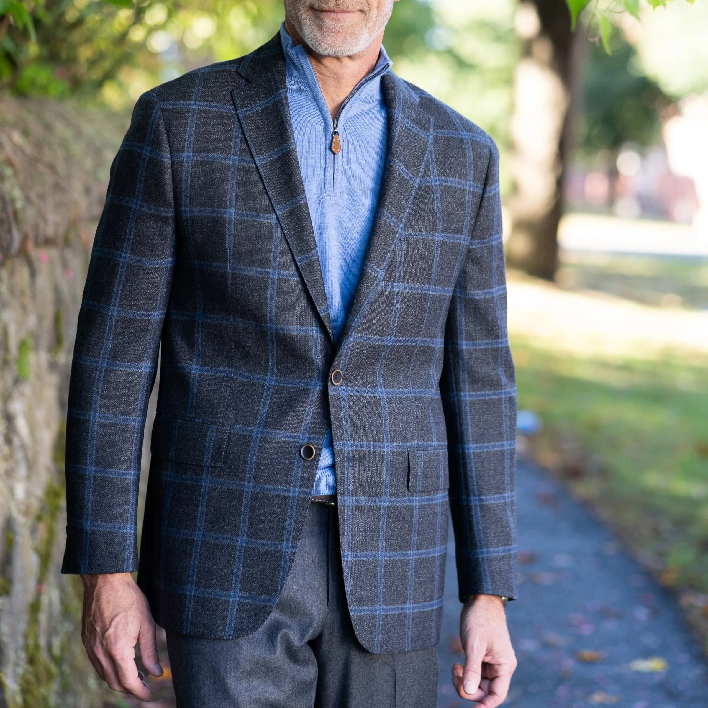 Charcoal with Blue Windowpane Wool Sport Coat sold by The Andover Shop product image thumbnail 2
