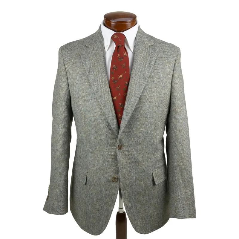 Lovat Blue Mix Herringbone and Barley Corn Wool Sport Coat sold by The Andover Shop