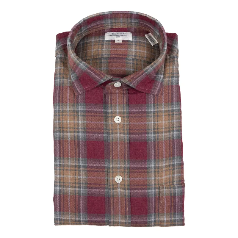 Red and Camel Plaid Cotton Spread Collar Sport Shirt sold by The Andover Shop