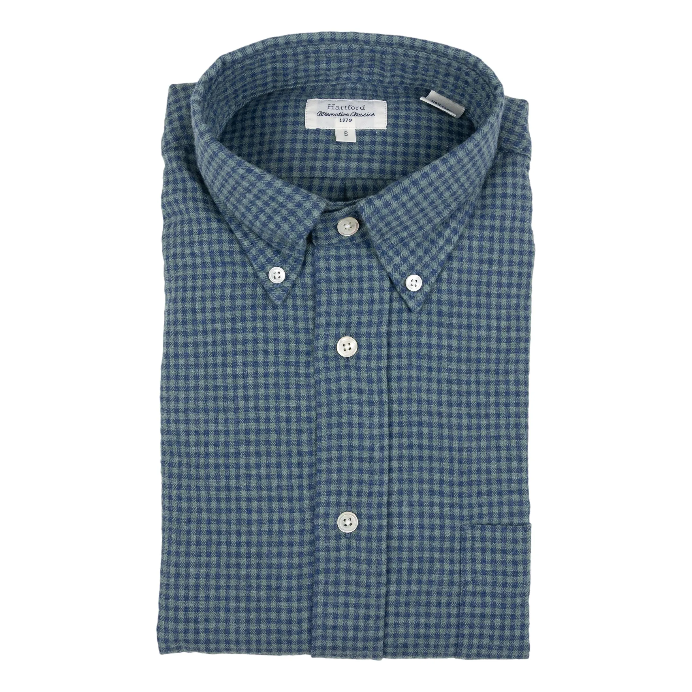 Green and Blue Check Brushed Cotton Button Down Sport Shirt sold by The Andover Shop