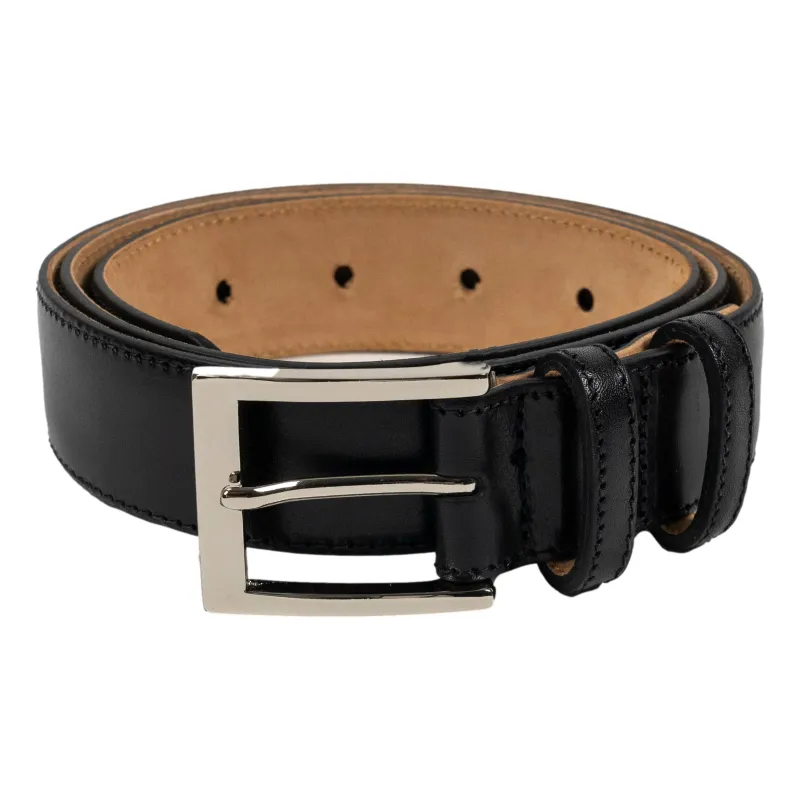 1 1/4" Glazed Calfskin Belt with Nickel Buckle sold by The Andover Shop