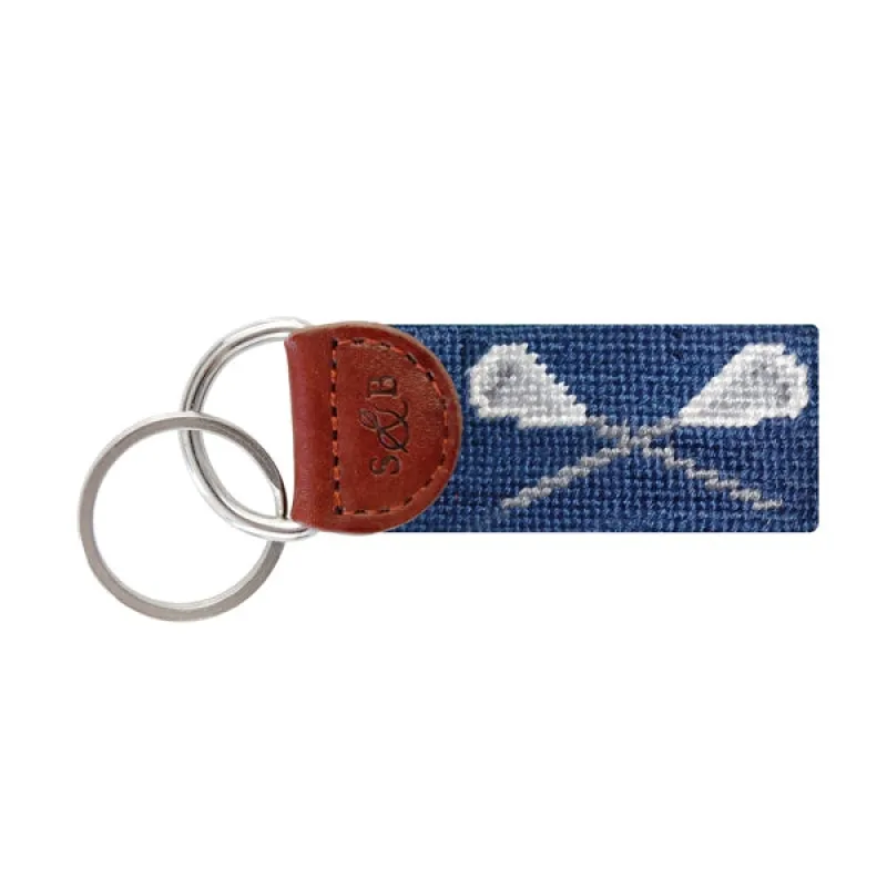 Crossed Lacrosse Sticks Needlepoint Key Fob sold by The Andover Shop