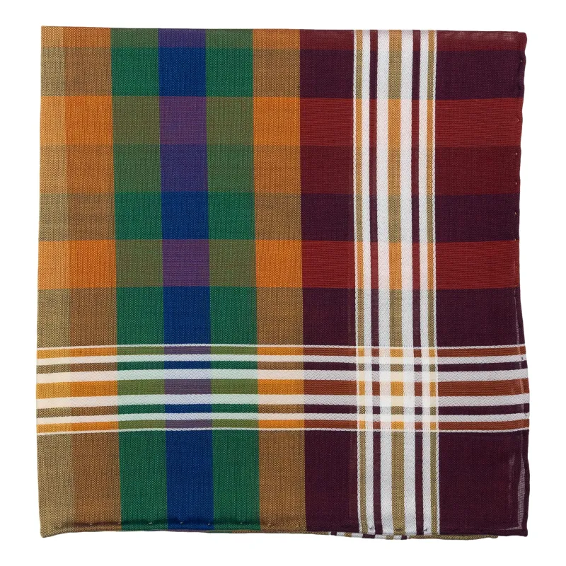 Madras 100% Cotton Pocket Square sold by The Andover Shop