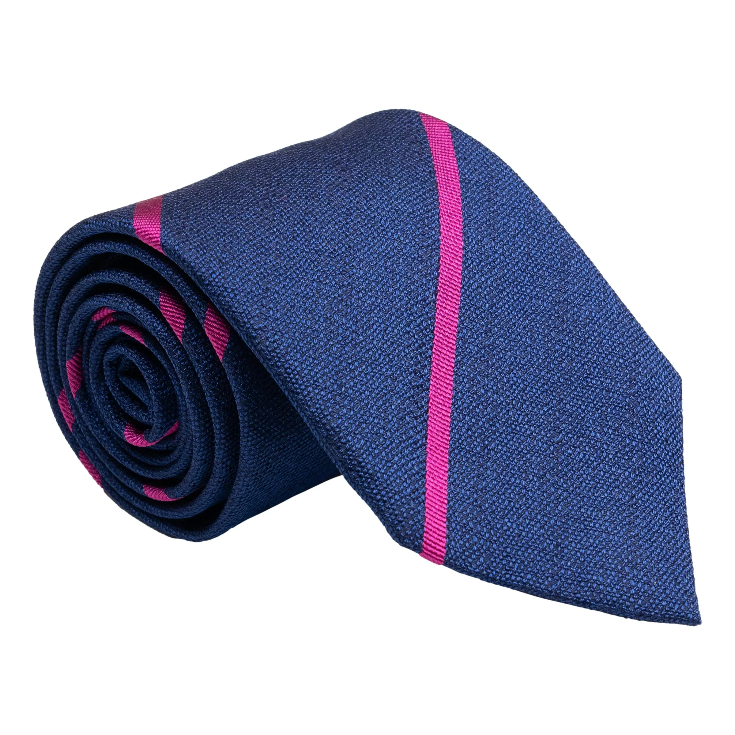 Blue and Magenta Repp Stripe Silk and Linen Tie sold by The Andover Shop