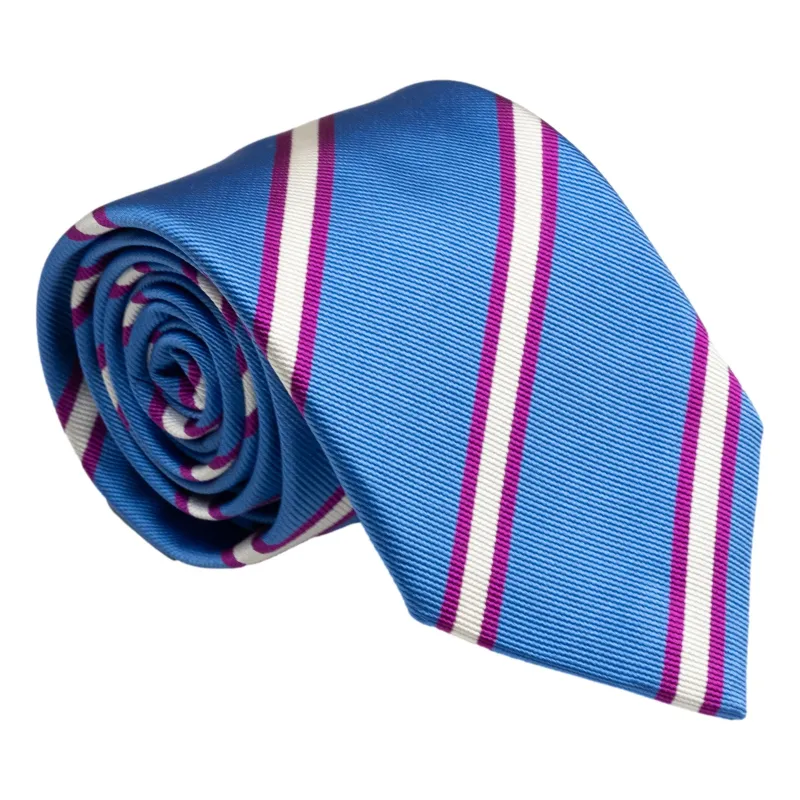 Light Blue with Magenta and White Repp Stripe Silk Tie sold by The Andover Shop