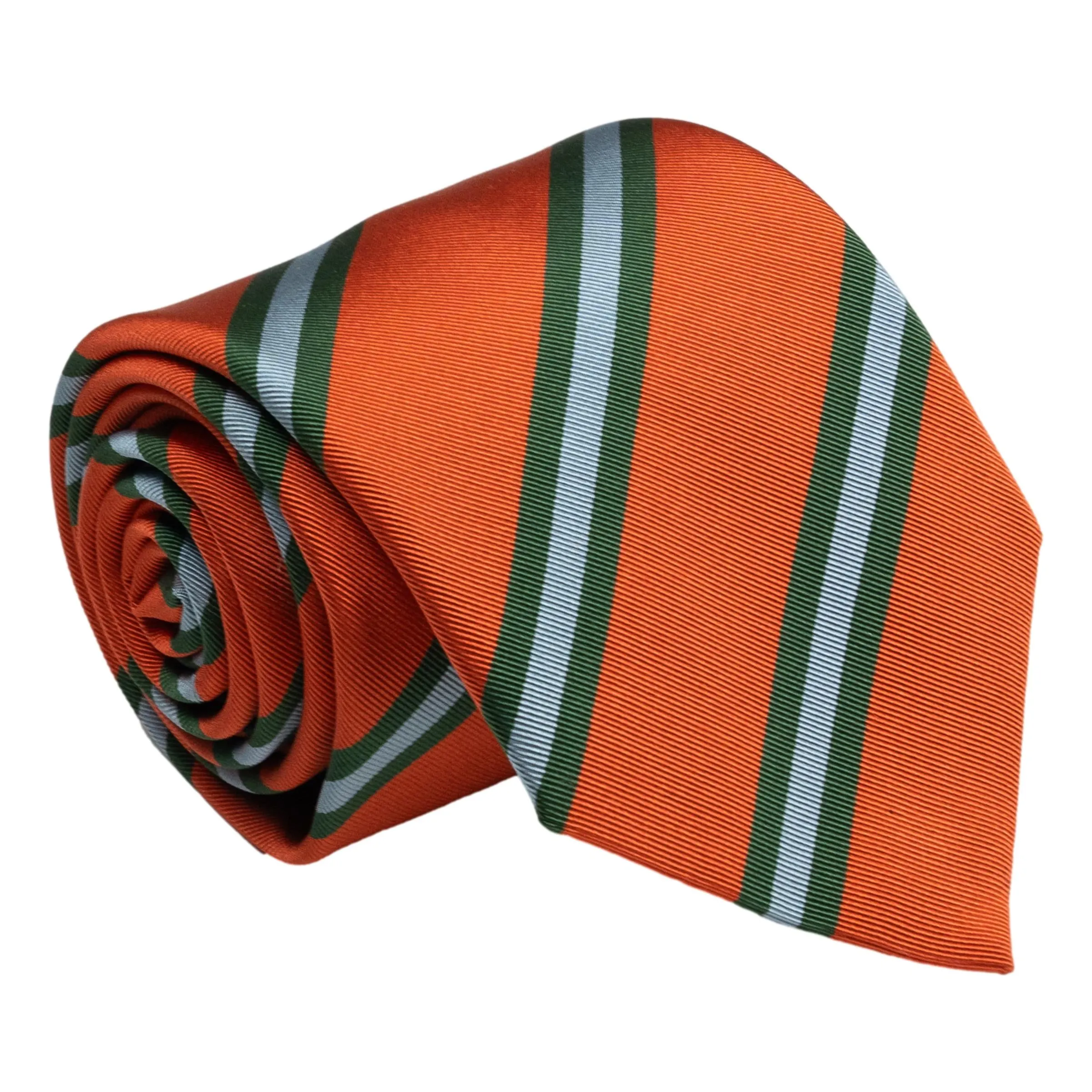 Rust with Green and Light Blue Repp Stripe Silk Tie sold by The Andover Shop