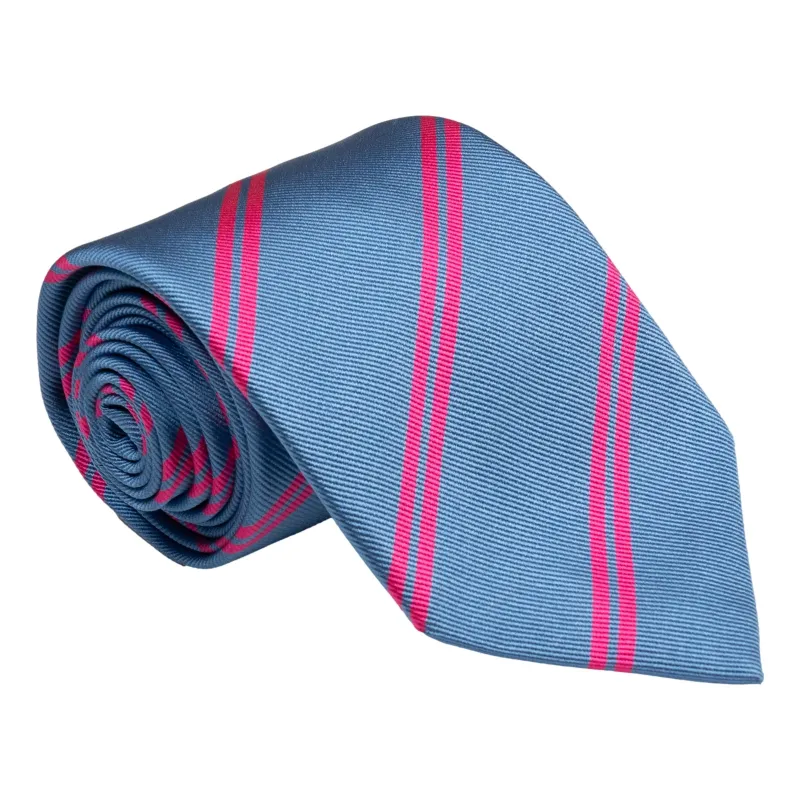 Light Blue and Pink Double Repp Stripe Silk Tie sold by The Andover Shop