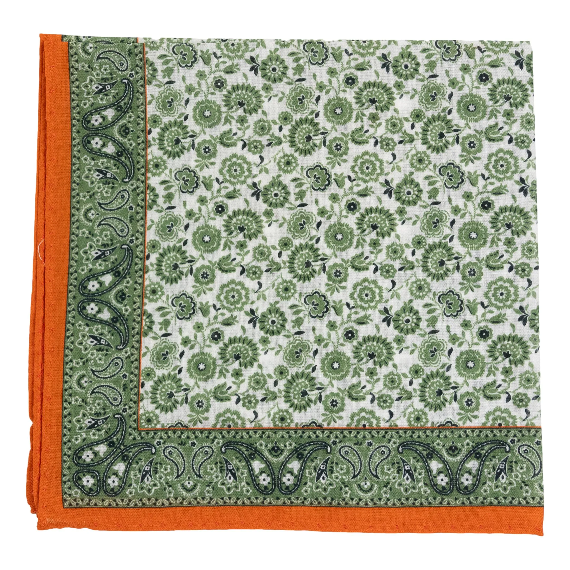 Floral Pattern with Paisley Border Fine Cotton Pocket Square sold by The Andover Shop product image thumbnail 4