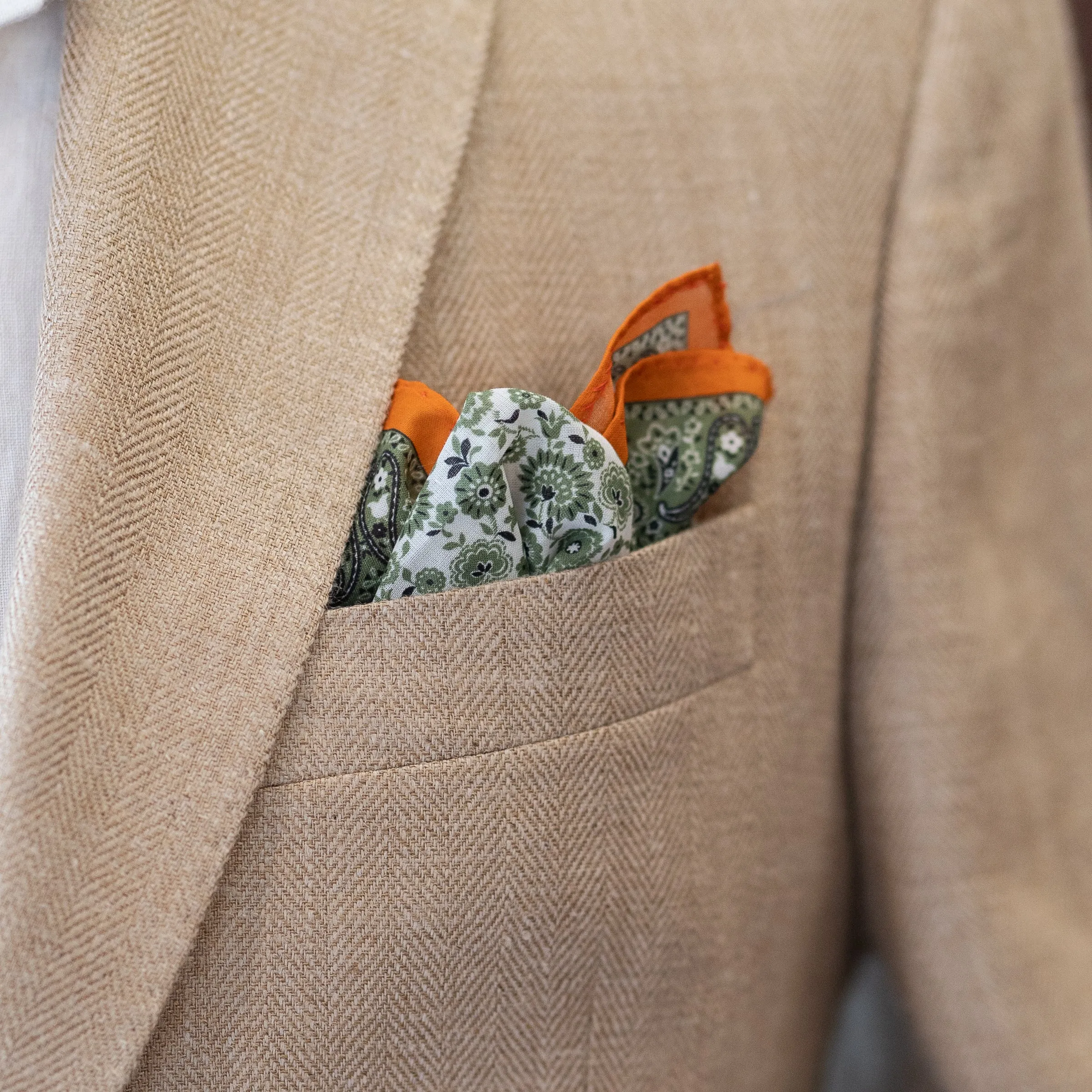Floral Pattern with Paisley Border Fine Cotton Pocket Square sold by The Andover Shop product image thumbnail 5