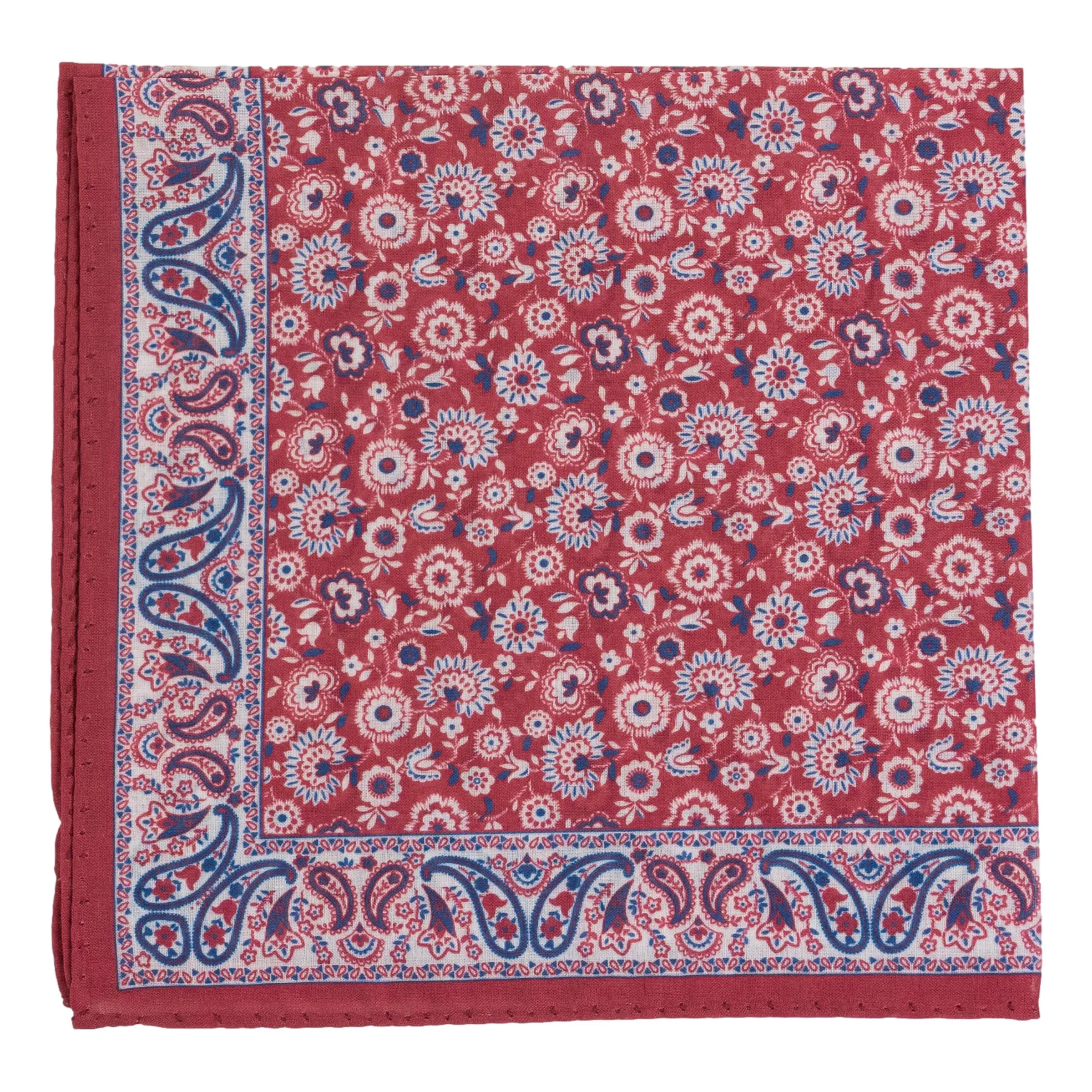 Floral Pattern with Paisley Border Fine Cotton Pocket Square sold by The Andover Shop product image thumbnail 2