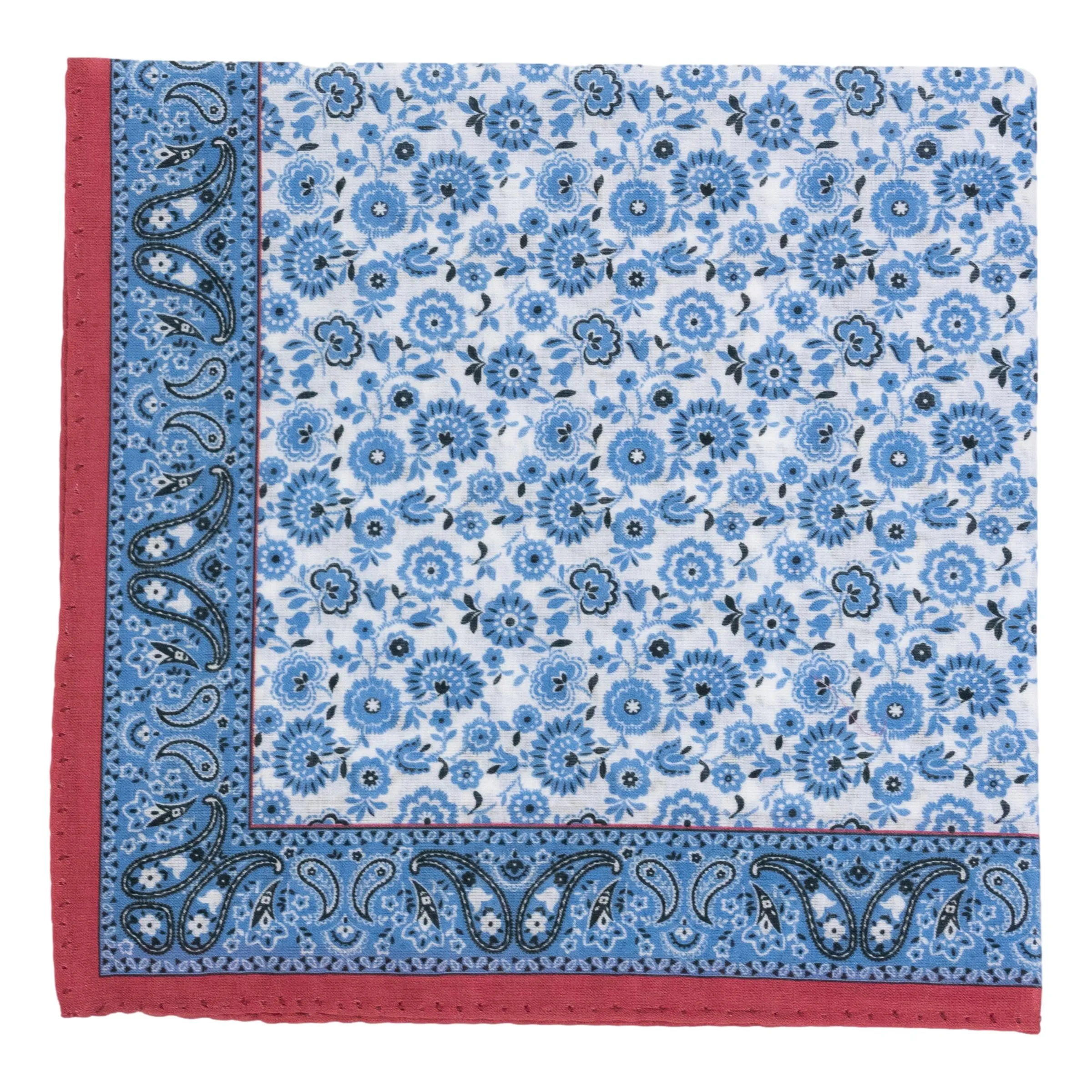 Floral Pattern with Paisley Border Fine Cotton Pocket Square sold by The Andover Shop product image thumbnail 3
