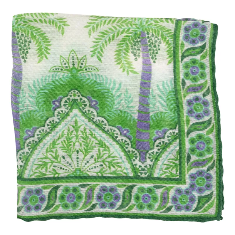Palms Linen and Silk Pocket Square sold by The Andover Shop