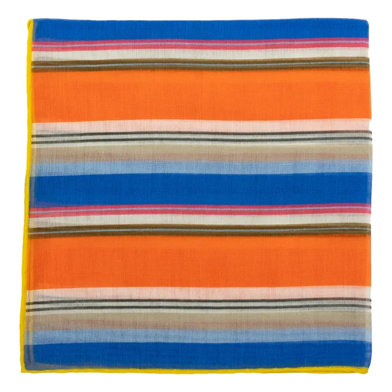Fun Stripe Cotton Cashmere Blend Pocket Square sold by The Andover Shop