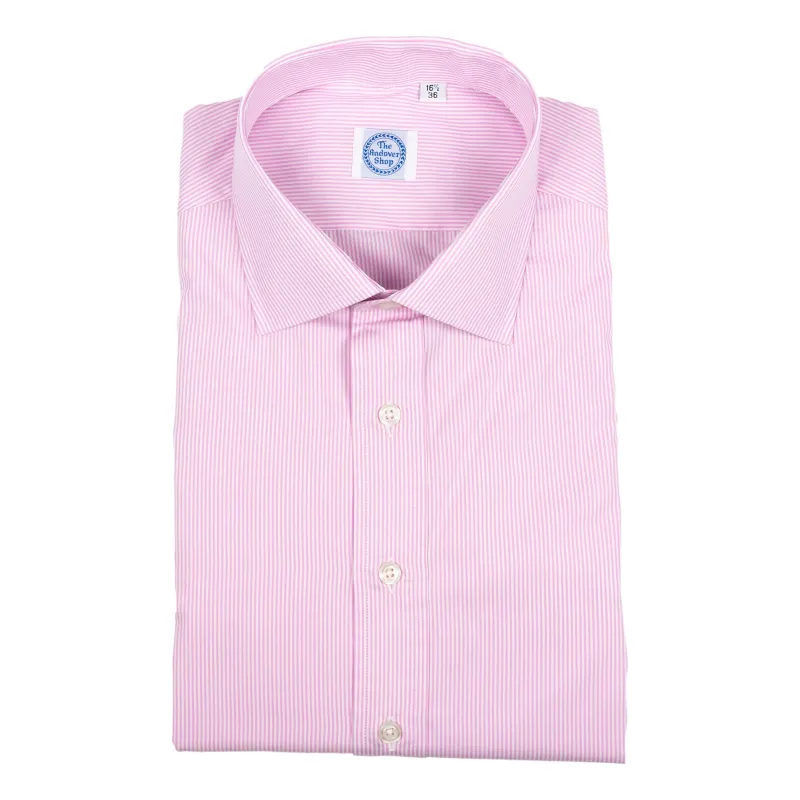 Pink Stripe Spread Collar Dress Shirt sold by The Andover Shop