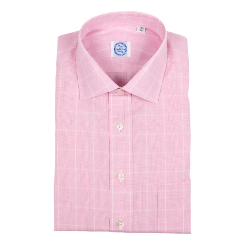 Pink Prince of Wales Spread Collar Dress Shirt sold by The Andover Shop