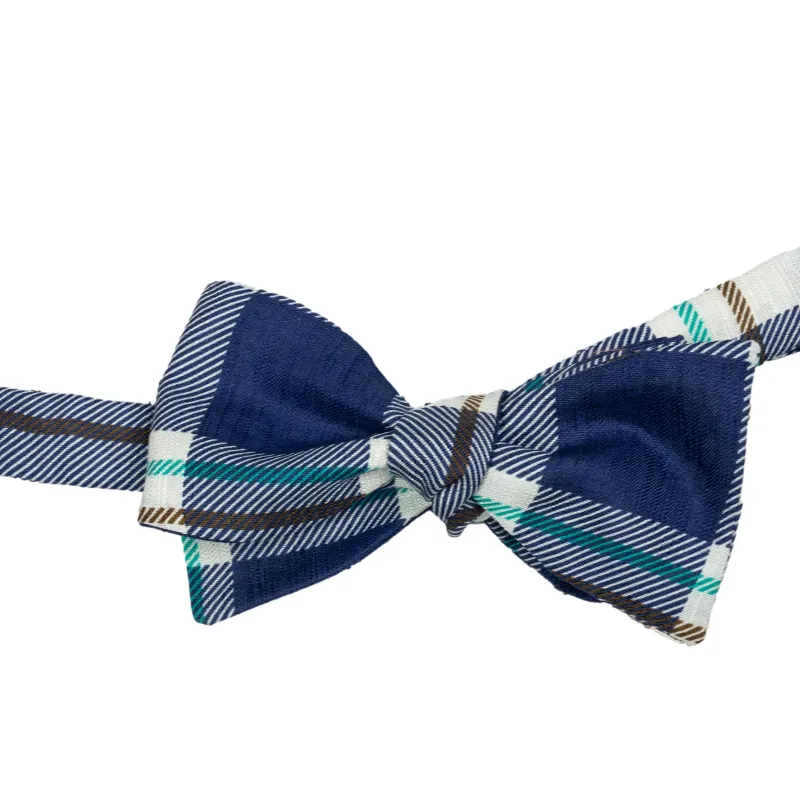 Multi Color Plaid Silk and Linen Bow Tie sold by The Andover Shop