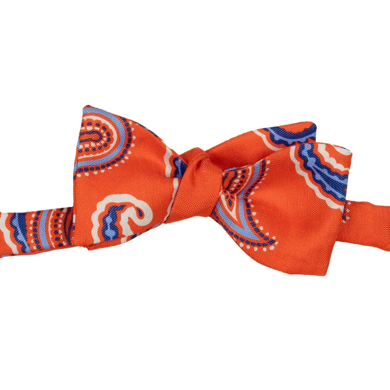 Orange Paisley Silk and Cotton Bow Tie sold by The Andover Shop