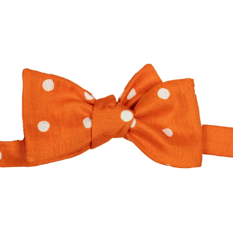 White Polka Dot Silk and Cotton Bow Tie sold by The Andover Shop