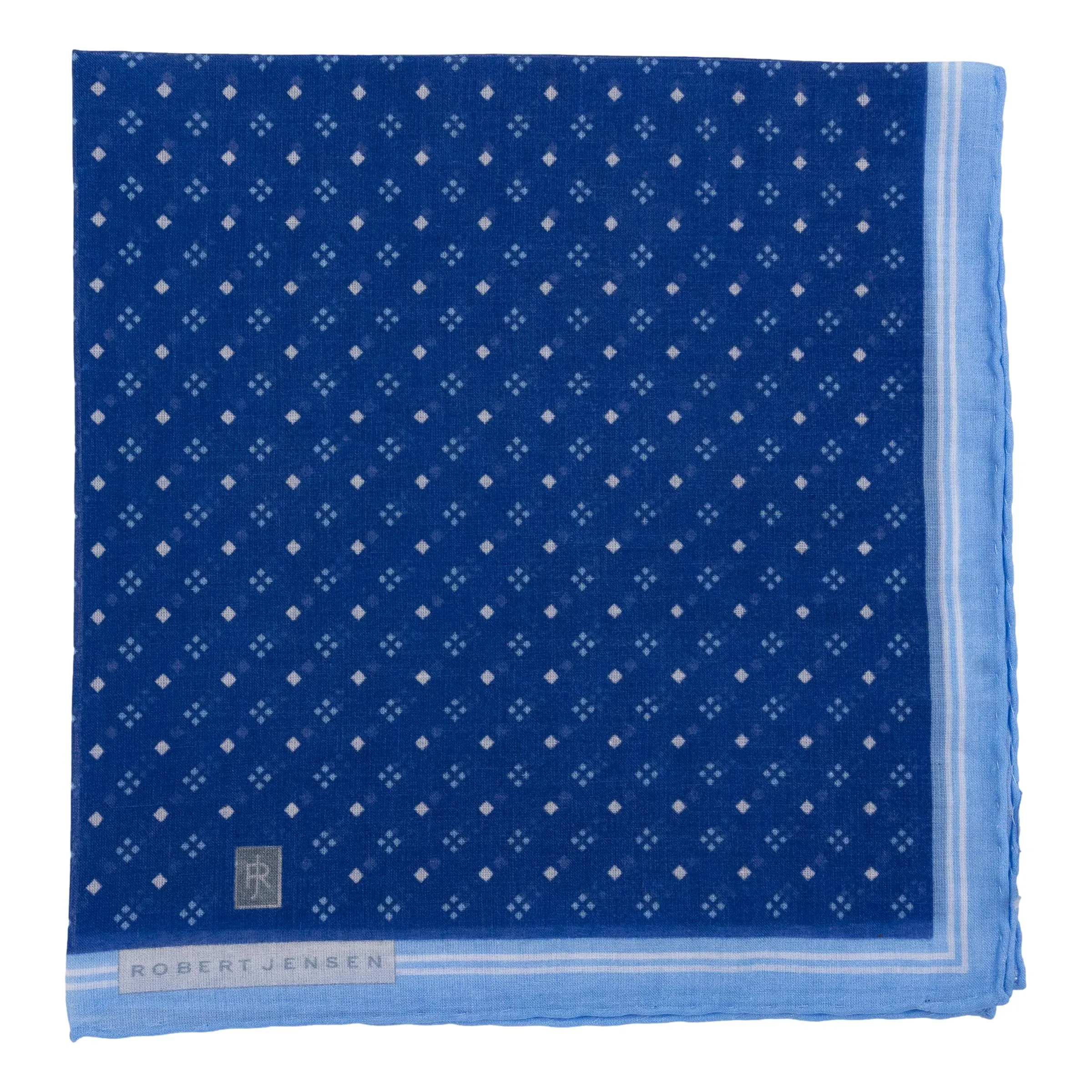 Stripe Border with Diamond Pattern Cotton Pocket Square sold by The Andover Shop product image thumbnail 2