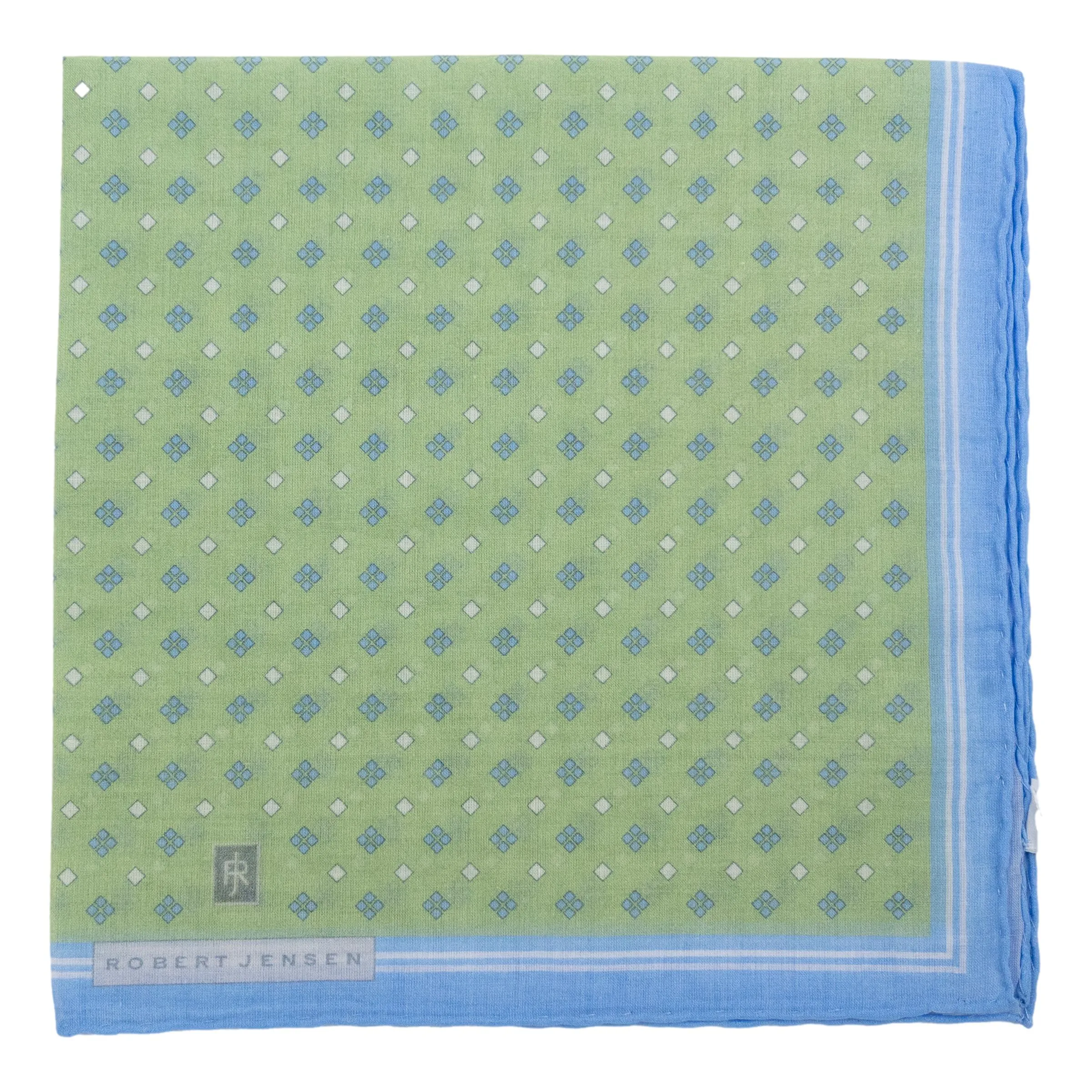 Stripe Border with Diamond Pattern Cotton Pocket Square sold by The Andover Shop