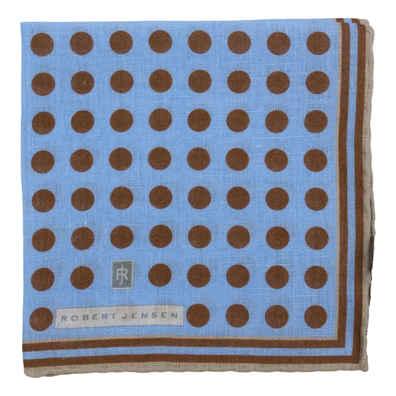 Stripe Border with Polka Dot Linen Pocket Square sold by The Andover Shop