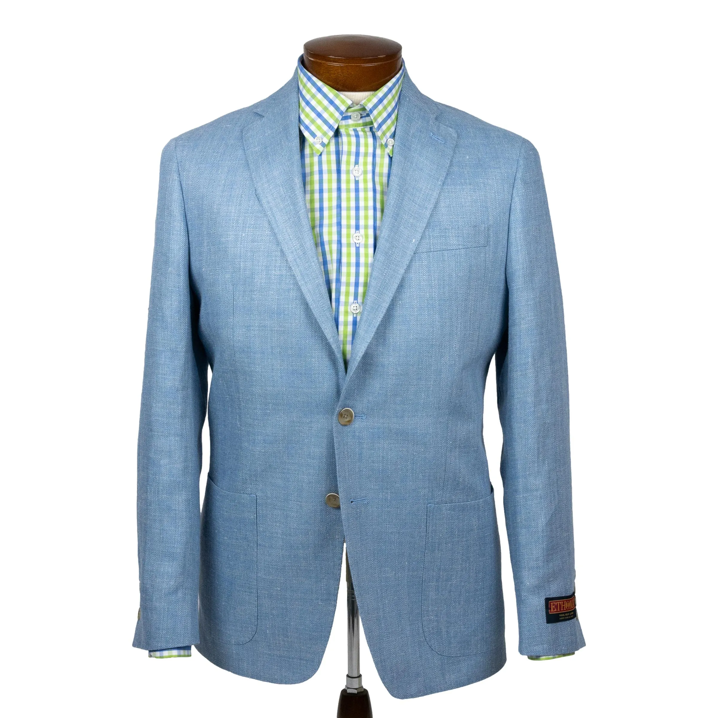 Light Blue Herringbone Silk and Linen Sport Coat sold by The Andover Shop