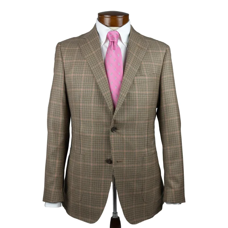 Tan, Brown, and Green Check with Rose Windowpane Super 130's Wool Sport Coat sold by The Andover Shop