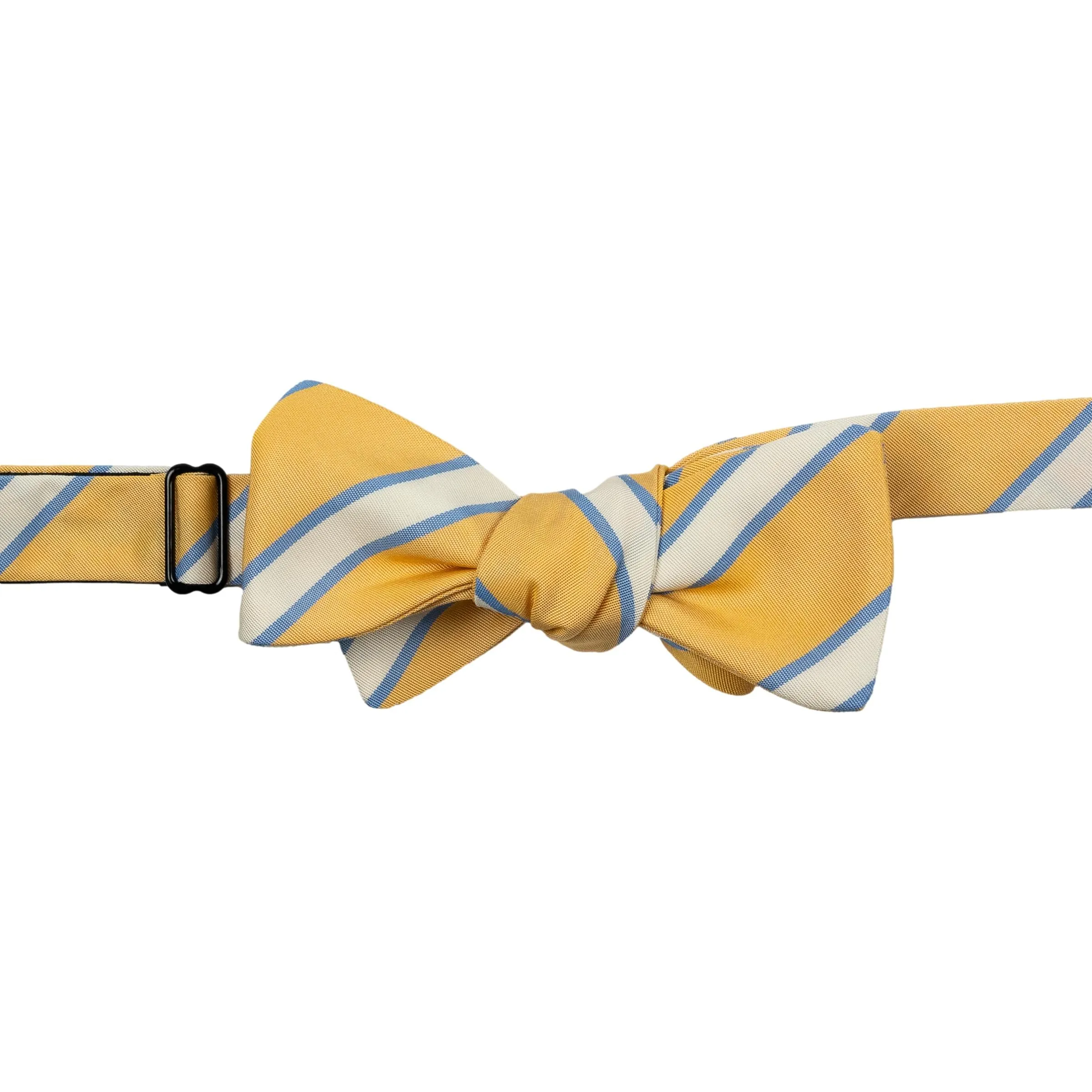 Yellow, Light Blue, and White Repp Stripe Silk Bow Tie sold by The Andover Shop