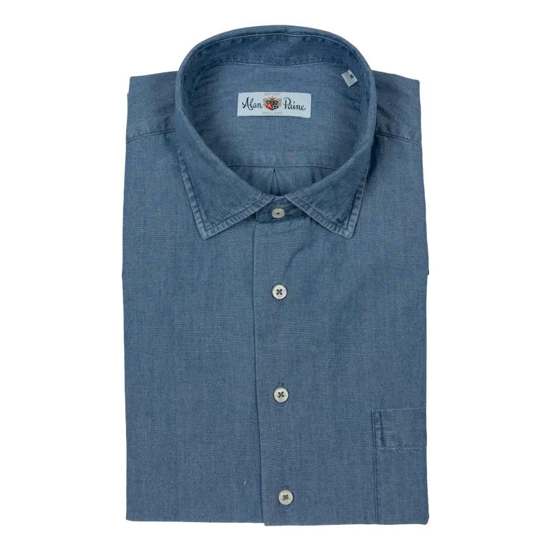 Johnstone Chambray Spread Collar Sport Shirt sold by The Andover Shop