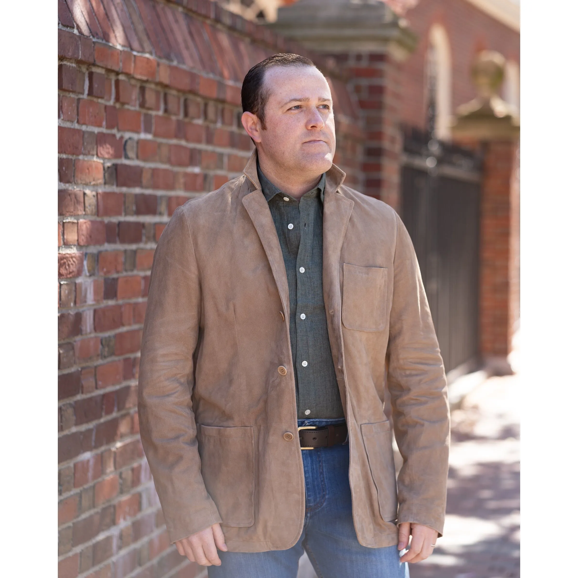 Italian Suede Leather Blazer sold by The Andover Shop product image thumbnail 2