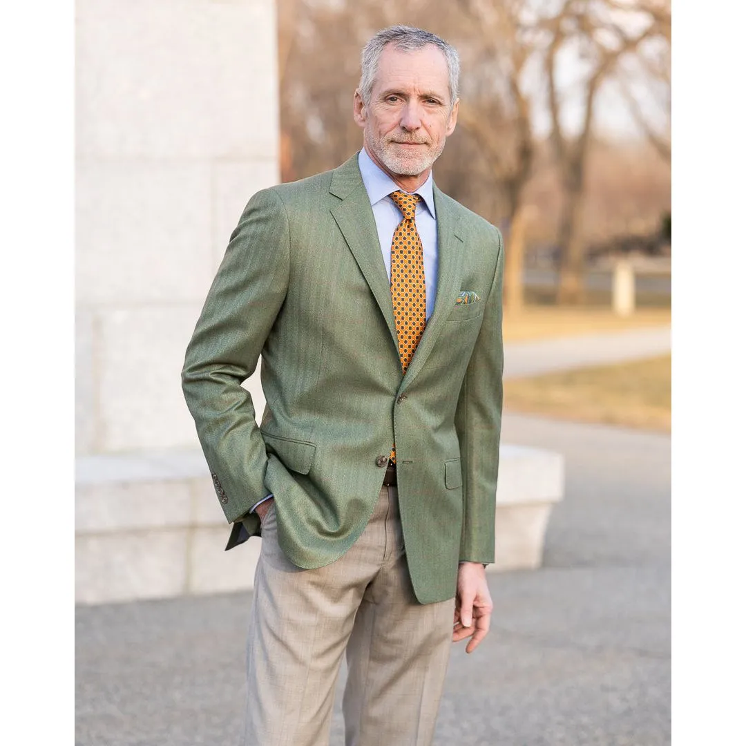 Green Herringbone with Red and Rose Windowpane Wool Sport Coat sold by The Andover Shop product image thumbnail 2