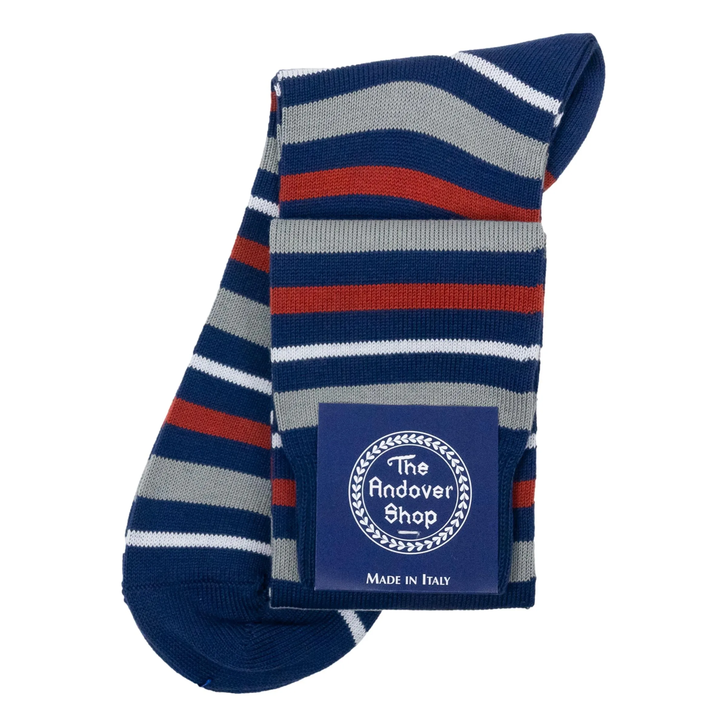 Over-the-Calf Wool Multi-Stripe Dress Sock sold by The Andover Shop