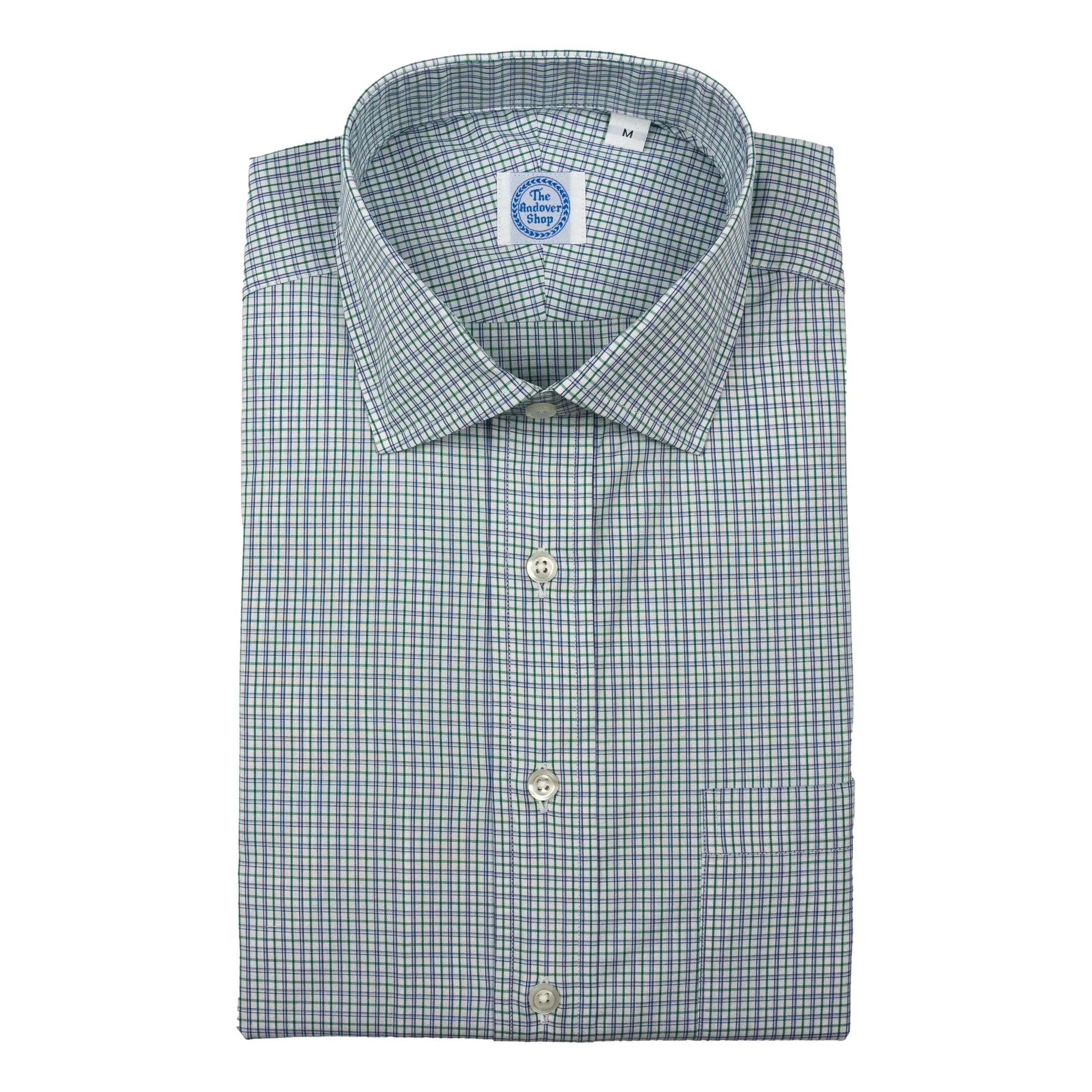 Green and Blue Pencil Tattersall Spread Collar Sport Shirt sold by The Andover Shop