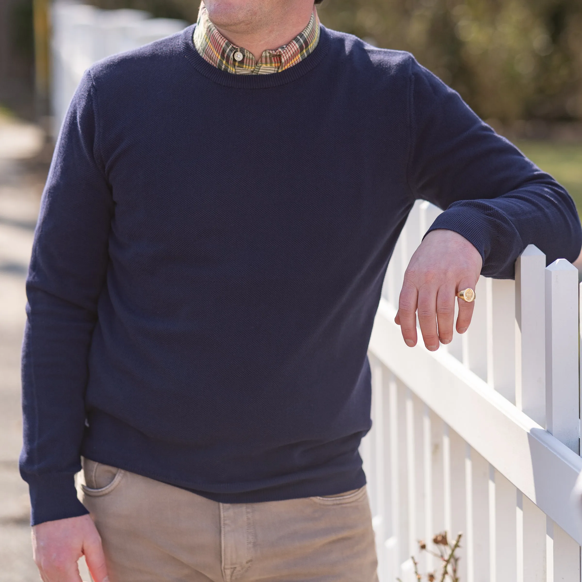 Cliff Pique Knit Crew Neck Sweater sold by The Andover Shop product image thumbnail 5